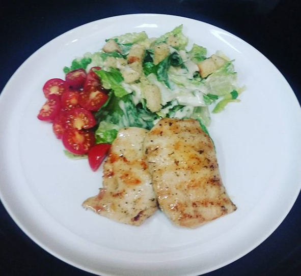 Fish Caesar salad tomato, private chef, seafood dish, salad, gourmet cuisine, food presentation, culinary creations, luxury dining, fine dining, event catering, event planning.